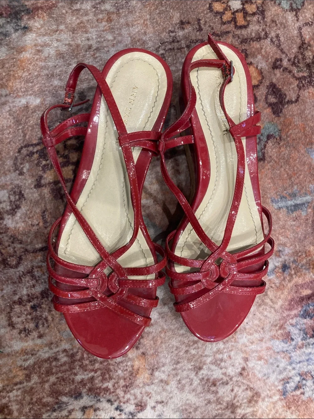Ann Taylor Red Strappy Slingback Sandals